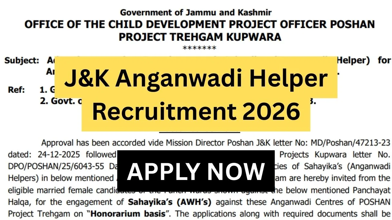 J&K Anganwadi Helper Recruitment 2026