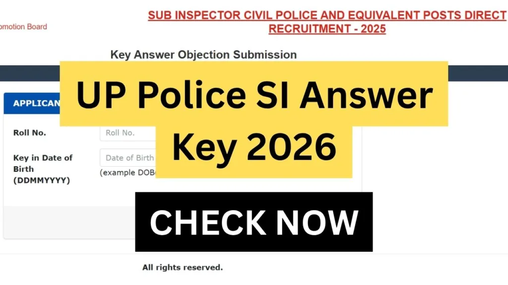UP Police SI Answer Key 2026