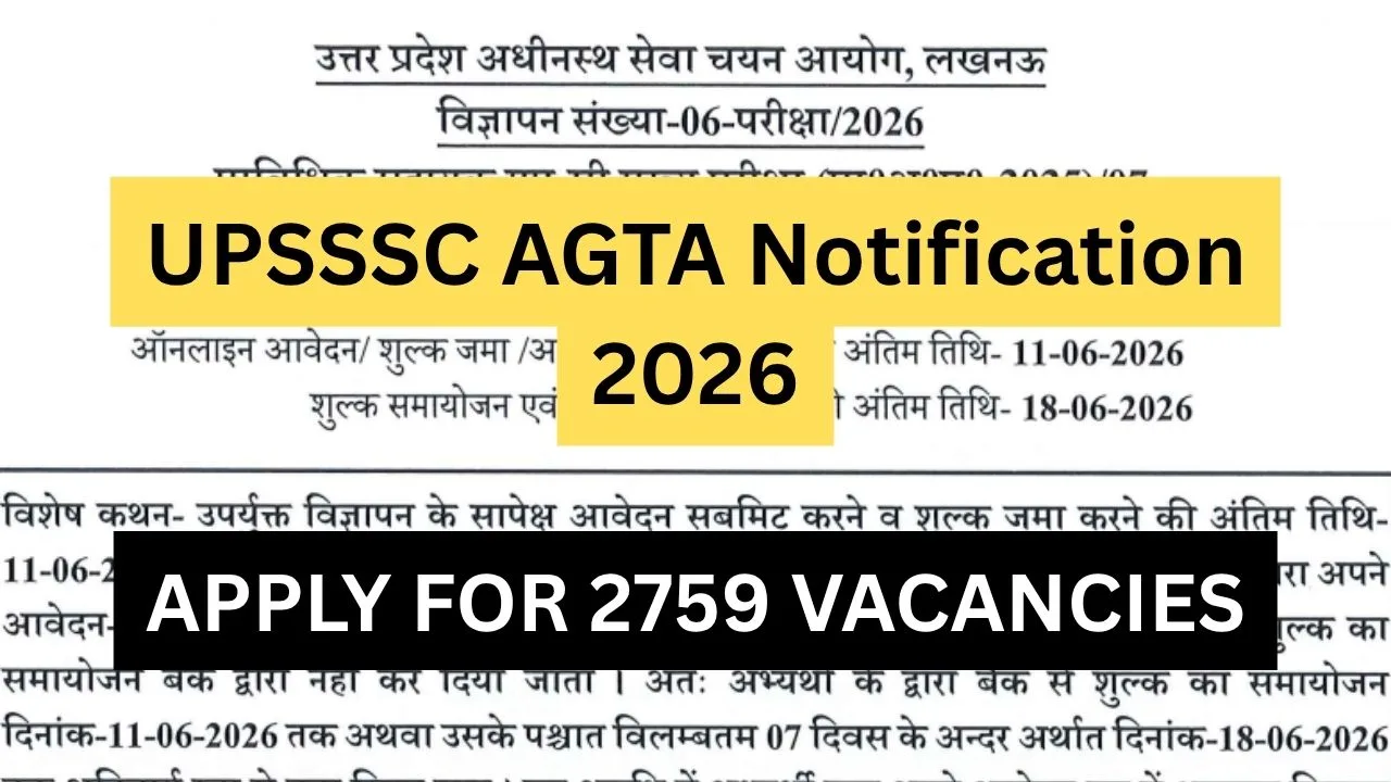 UPSSSC AGTA Notification 2026