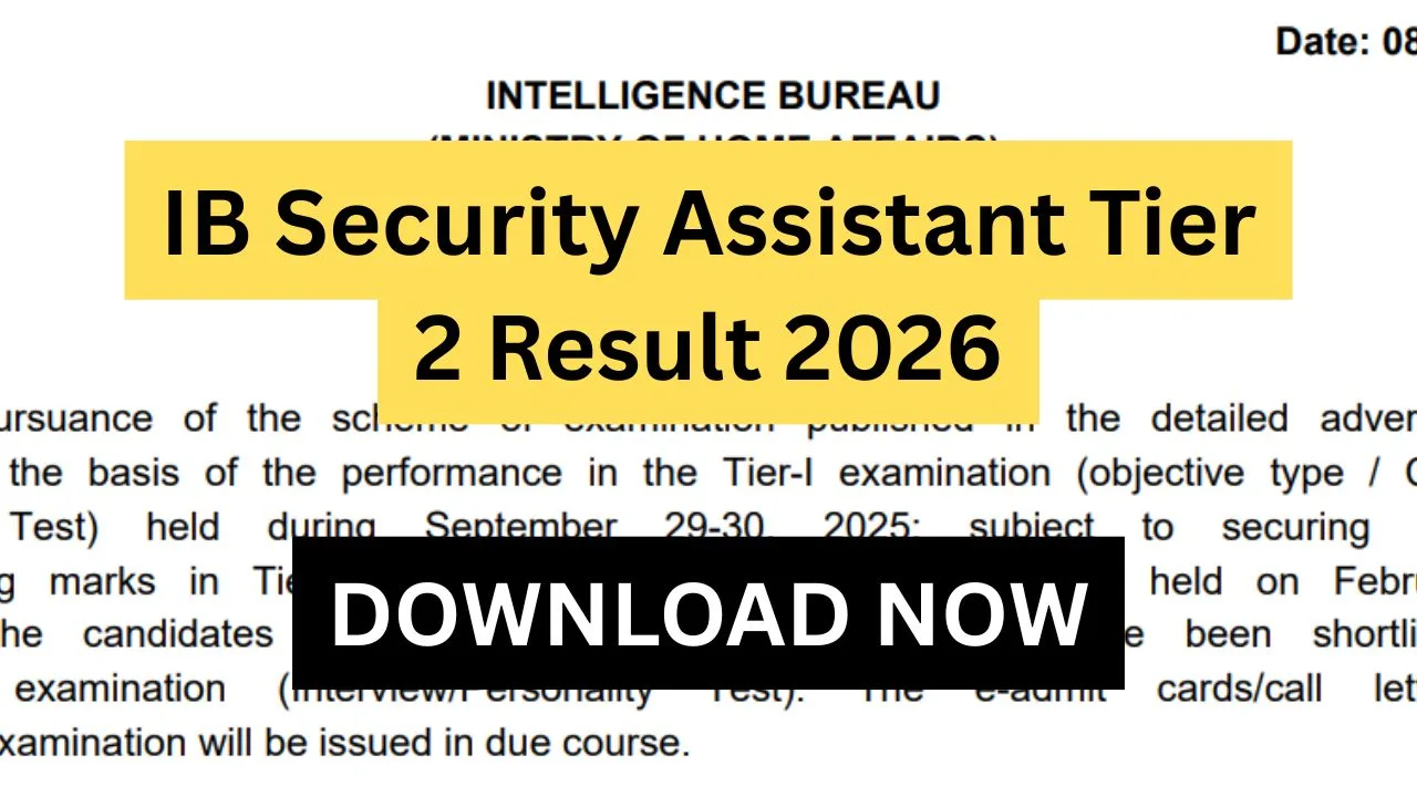 IB Security Assistant Tier 2 Result 2026