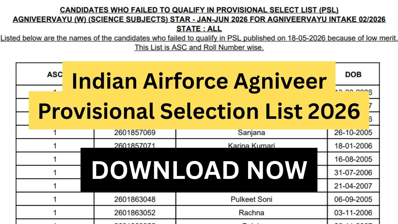 Indian Airforce Agniveer Provisional Selection List 2026