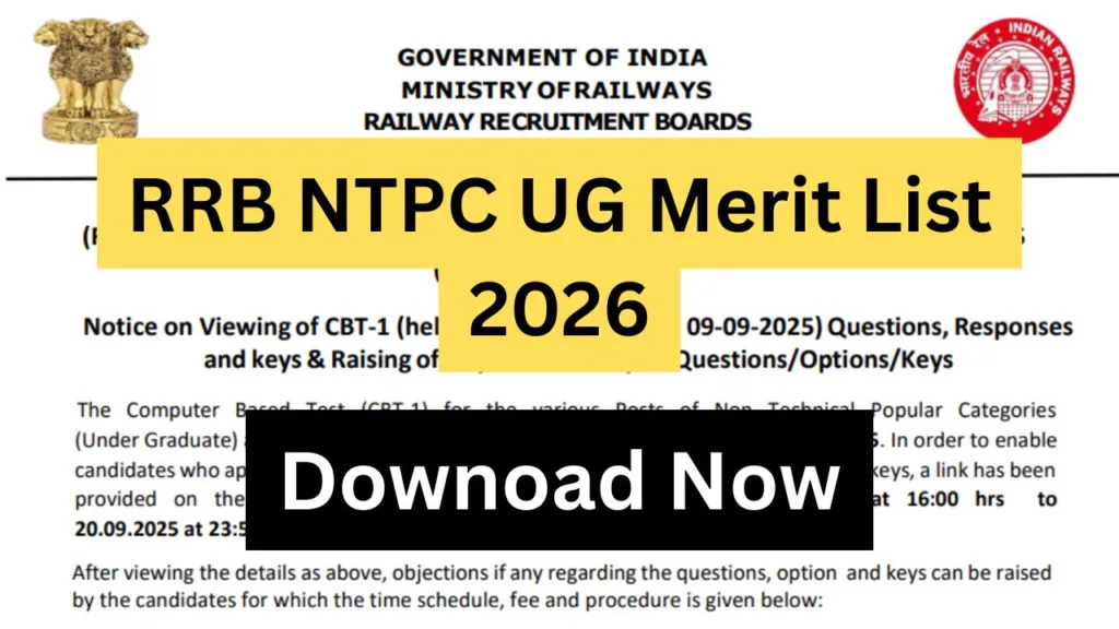 RRB NTPC UG Merit List 2026